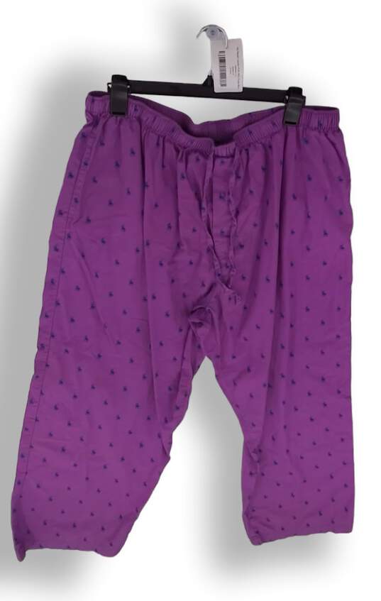 Womens Purple Blue Elastic Waist Front Pockets Straight Leg Pajamas Pants Sz XL image number 1