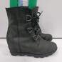 Sorel Women's Joan of Arctic Black Leather Wedge Boots NL3048-010 Size 9.5 image number 3