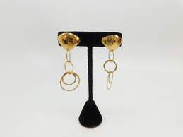 John Atencio Designer 14K Yellow Gold Hammered Interlocked Hoop Drop Dangle Earrings 6.1g