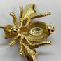 Designer Joan Rivers Gold-Tone Clear Rhinestone Bee Fashionable Brooch Pin image number 4