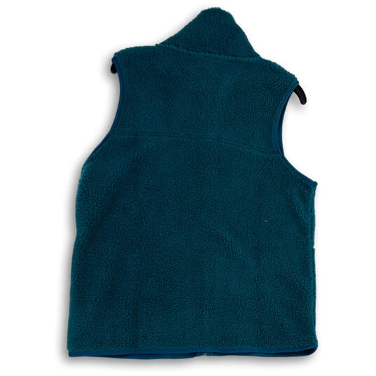 Womens Blue Sleeveless Front Pocket Mock Neck Full-Zip Vest Size Medium image number 2