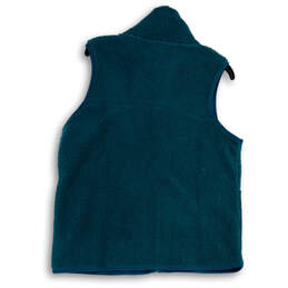 Womens Blue Sleeveless Front Pocket Mock Neck Full-Zip Vest Size Medium alternative image