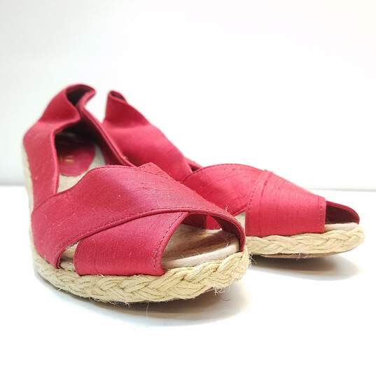 Lauren By Ralph Lauren Cecilia Red Fabric Espadrille Wedge Sandal Shoes Size 8 B image number 3