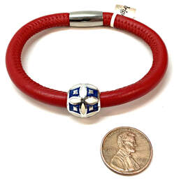 Designer Brighton Silver-Tone Red Leather Cord Charm Bracelet With Dust Bag alternative image