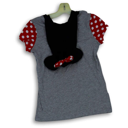 Womens Gray Short Sleeve Minnie Mouse Hooded Ears Bow T-Shirt Size Small image number 2