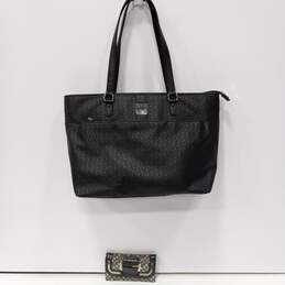 Woman's Black Guess Monogram Tote Shoulder Bag