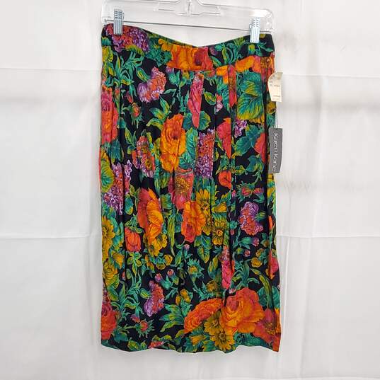Vintage 80s Pleated Skirt Karen Kane Multicolor Floral Print Skirt Women's Size 14 image number 1