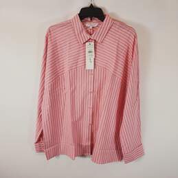 Foxcroft NYC Women Pink Striped Button Up Blouse 16 NWT