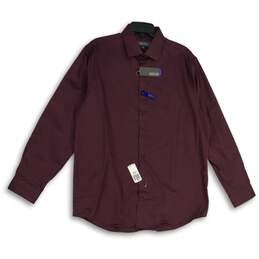 Kenneth Cole Reaction Mens Maroon Long Sleeve Button-Up Shirt Size 34-35