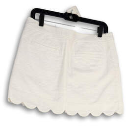 Womens White Flat Front Slash Pockets Scalloped Hem Mini Skort Size 6 alternative image