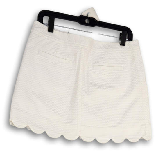 Womens White Flat Front Slash Pockets Scalloped Hem Mini Skort Size 6 image number 2