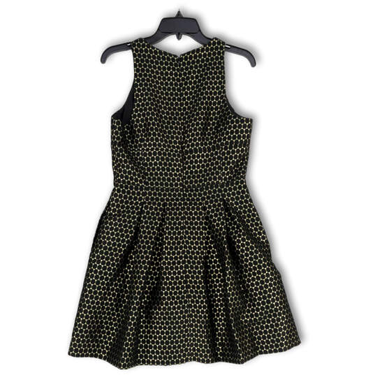 Womens Black Gold Geometric Round Neck Sleeveless Fit & Flare Dress Size 6 image number 2