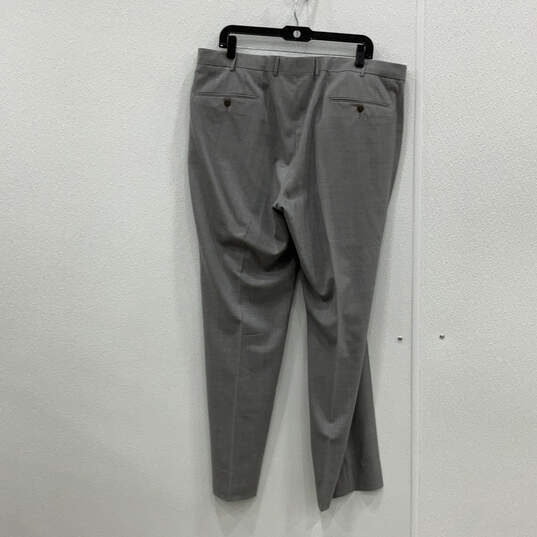 Mens Gray Flat Front Slash Pockets Straight Leg Dress Pants Size 6 image number 2