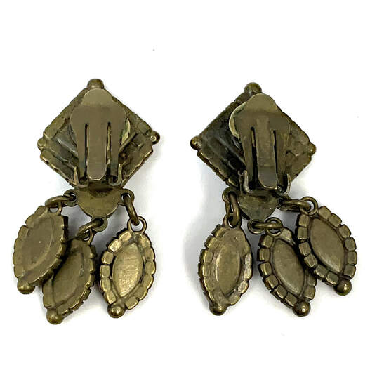 Designer Sorrelli Gold-Tone Red Stone Clip On Fashion Drop Earrings image number 3