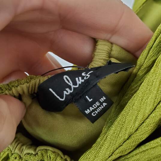 Lulus Lime Green Gauze Sleeveless Midi Wrap Dress WM Size L NWT image number 3