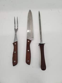 Lot of 3 Viking Super Stainless Chef Knife+FORK/Traditional Tramontina Ribbed Chair
