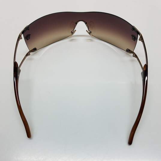 AUTHENTICATED Versace Mod Brown Shield Rimless Sunglasses image number 2