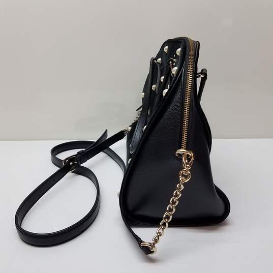 Kate Spade WKRU5625 Laurel Way Reiley Black Pearl Studded Velvet Leather Handbag image number 4