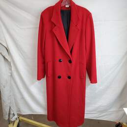 Portrait By Stevens Long Red Wool Trench Coat Jacket No Size Tag