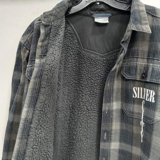 Columbia Men's Silver City Gray Plaid Flannel Shirt Jacket Size M image number 3