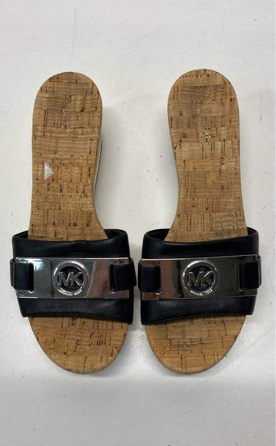 Michael Kors Warren Cork Black Wedge Slide Sandals Shoes Size 6.5 M image number 5