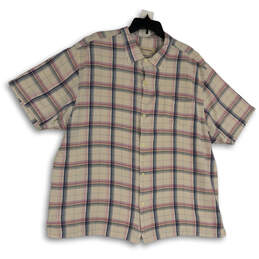 Mens Multicolor Plaid Original Fit Short Sleeve Button-Up Shirt Size 3XL