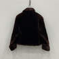Womens Brown Long Sleeve Collared Regular Fit Open Front Faux Fur Coat image number 2