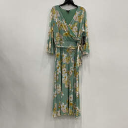 NWT Womens Multicolor Floral Surplice V-Neck Belted Wrap Dress Size 2X