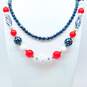 Vintage & Lisner Goldtone Red Black & White Polka Dot & Checkered & Crystals Beaded Necklaces & Enamel Mod Flower Lady Bug Earrings 131g image number 2