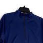 Mens Blue Mock Neck Quarter Zip Long Sleeve Activewear T-Shirt Size Medium image number 3