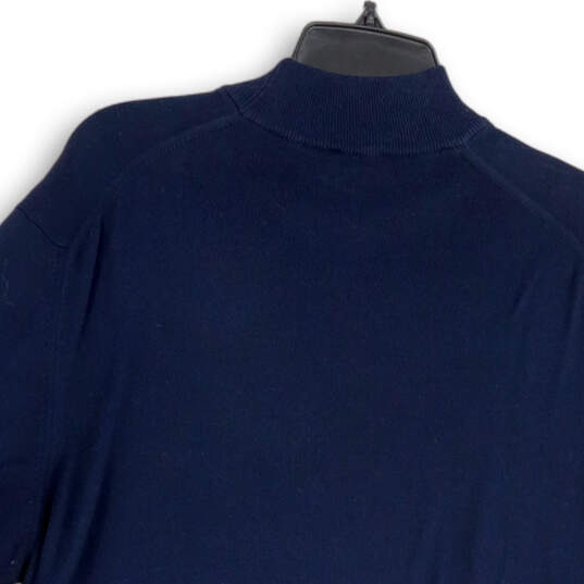 Womens Blue Mock Neck Short Sleeve Tight-Knit Pullover Sweater Size 52 image number 4