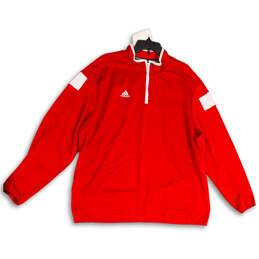 Womens Red Long Sleeve Mock Neck 1/4 Zip Activewear Jacket Size 2XL