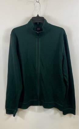 Hugo Boss Mens Green Long Sleeve Full-Zip Regular Fit Cardigan Sweater Size XL