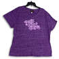 Womens Purple Graphic Print Short Sleeve V-Neck Pullover T-Shirt Size 3XL image number 3