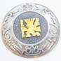 Artisan 925 Sterling Silver & 18k Yellow Gold Peruvian Etched Brooch Pin 11.9g image number 1
