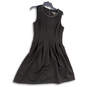 Womens Black Round Sleeve Sleeveless Pleated Back Zip A-Line Dress Size 8 image number 1