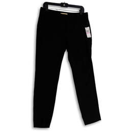 NWT Womens Black Flat Front Slash Pocket Straight Leg Dress Pants Size 6
