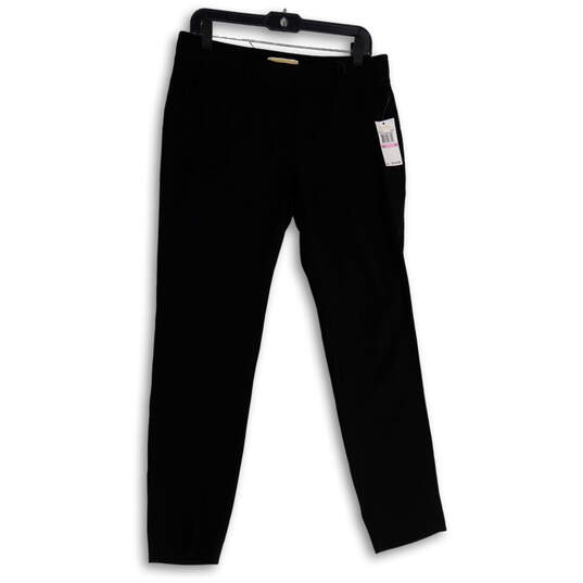 NWT Womens Black Flat Front Slash Pocket Straight Leg Dress Pants Size 6 image number 1