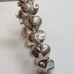 Sterling Silver Pop-Up Heart Crystal Link 6.5inch Bracelet 32.5g alternative image