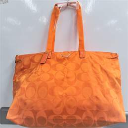 Coach NWT XL Getaway Weekender Travel Bag in Orange Signature Fabric alternative image