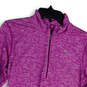 Womens Purple Space Dye 1/4 Zip Mock Neck Activewear Pullover T-Shirt Sz M image number 3