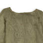 Womens Khaki Long Sleeve Round Neck Side Slit Pullover Sweater Size Large image number 4