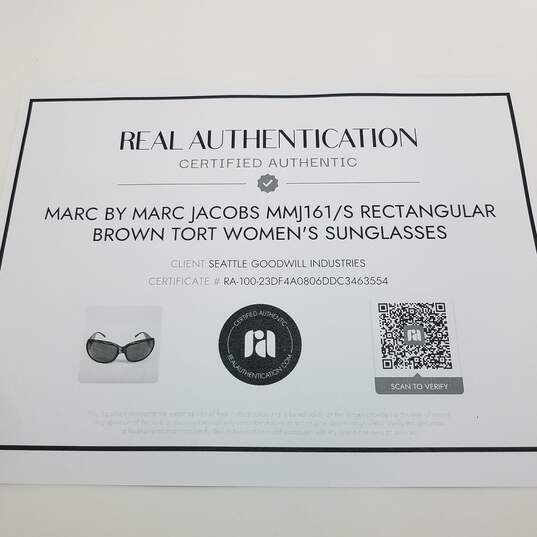 AUTHENTICATED Marc by Marc Jacobs Rectangular Brown Tort Sunglasses image number 7