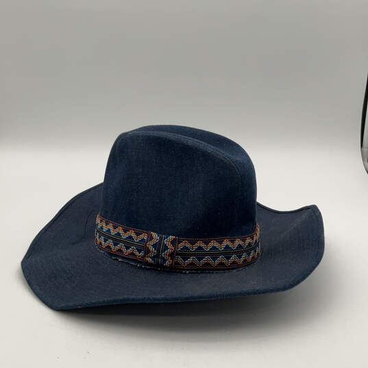 Mens Blue Jean Denim Wide Brim Adjustable Western Cowboy Hat Size XL image number 3