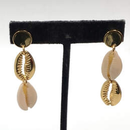 Designer J. Crew Gold-Tone Shell Push Back Fashionable Dangle Earrings
