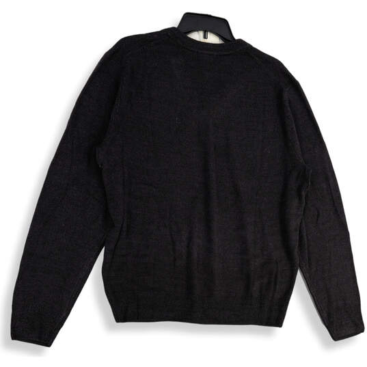 NWT Mens Black Knitted V-Neck Long Sleeve Pullover Sweater Size Large image number 4