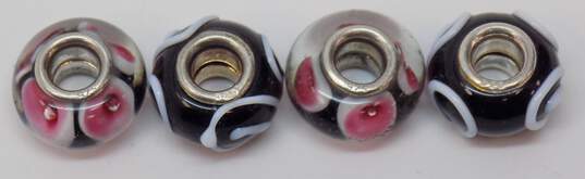 925 Black, White & Pink Art Glass Charm Lot image number 3