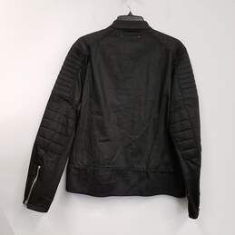Mens Black Pockets Long Sleeve Full Zip Motorcycle Jacket Size Medium alternative image
