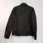 Mens Black Pockets Long Sleeve Full Zip Motorcycle Jacket Size Medium image number 2