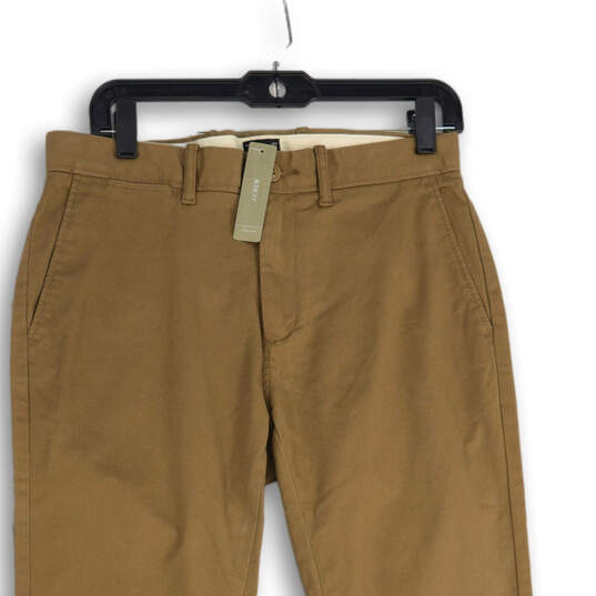 NWT Mens Dark Khaki Flat Front Slash Pocket Straight Leg Chino Pants Size 30X32 image number 3